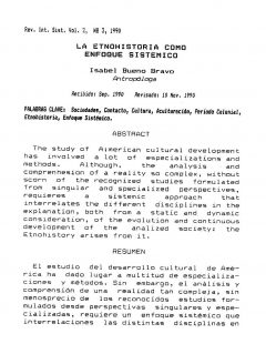 “La etnohistoria como enfoque sistémico”. Revista Internacional de Sistemas, vol, 2, nº. 3, 1990: 261-275.